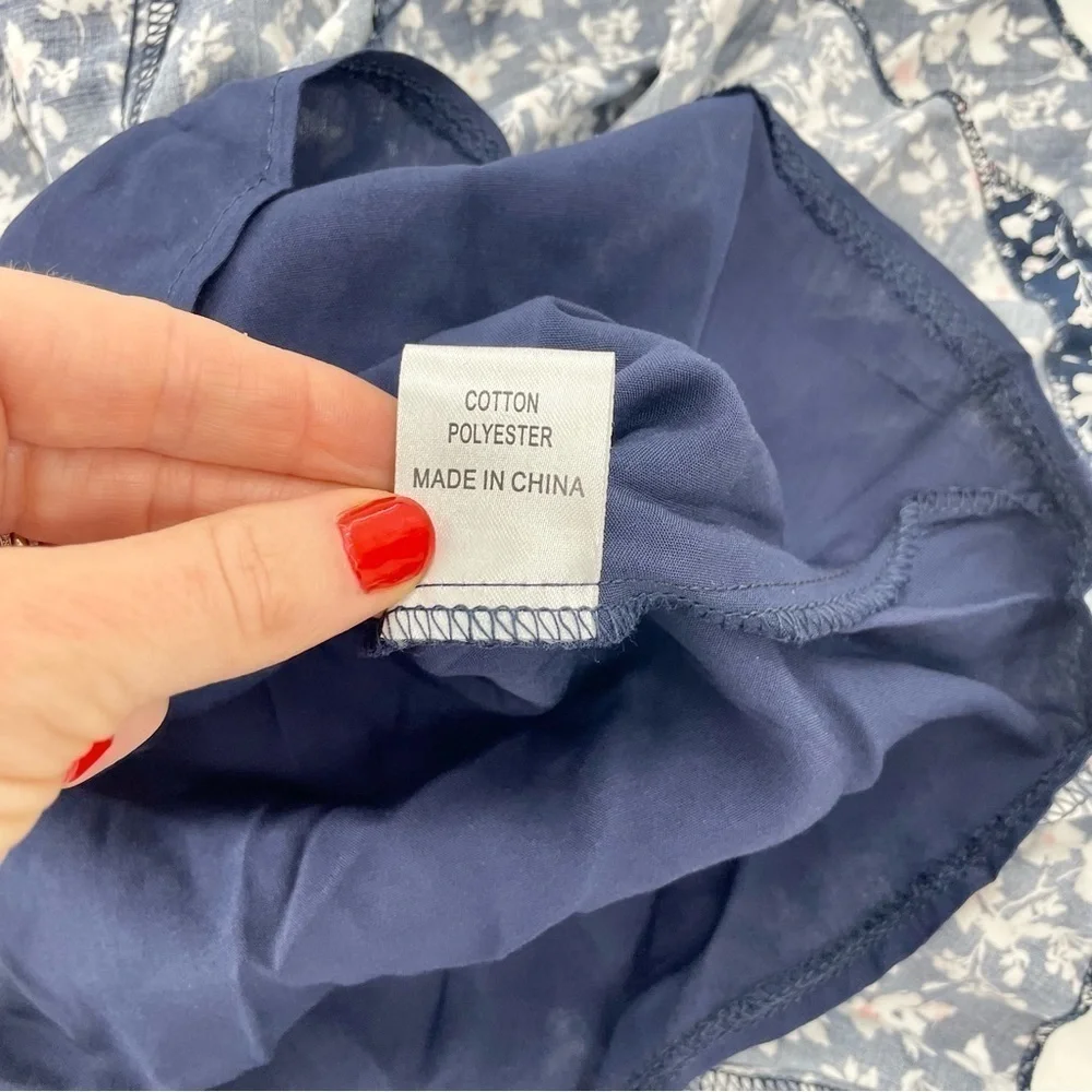 RUMOR Floral Ditzy Daisy Navy Blue spaghetti strap lined mini‎ dress - Picture 8 of 9